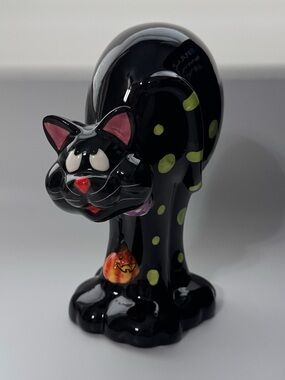 Halloween Small Black Cat Ceramic Figurine